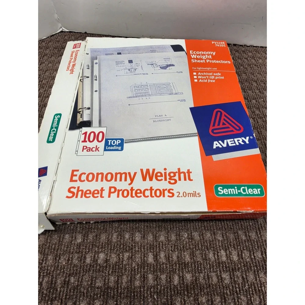 Avery Open Box 40 Sheets & Joshua Meier Sheet Protectors 100 Pack Bundle Sealed
